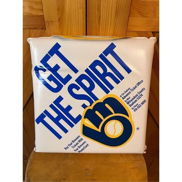 VINTAGE 80s Milwaukee Brewers MLB Stadium Seat Cushion County Stadium 12x12 - Picture 1 of 15